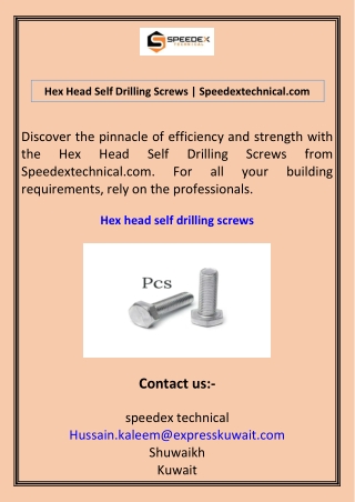 Hex Head Self Drilling Screws Speedextechnical.com