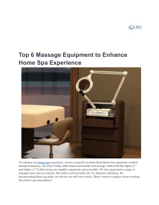 Top 6 Massage Equipment to Enhance Home Spa Experience