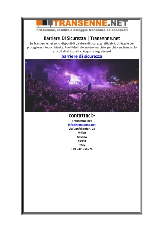 Barriere Di Sicurezza  Transenne.net.