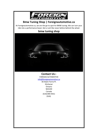 Bmw Tuning Shop  Foreignautomotive.ca