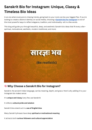 Sanskrit Bio for Instagram