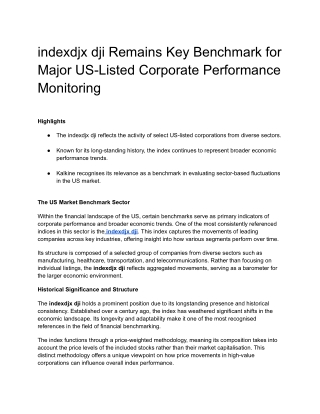 indexdjx dji Remains Key Benchmark for Major US-Listed Corporate Performance Monitoring