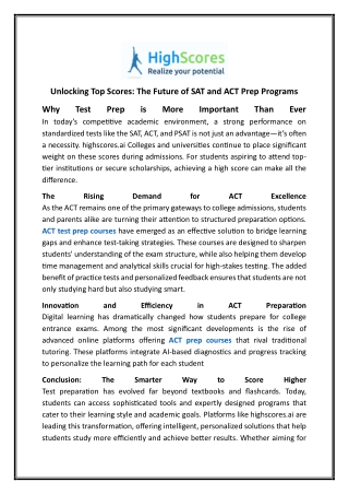 Best Sat Prep Programs | Highscores.ai