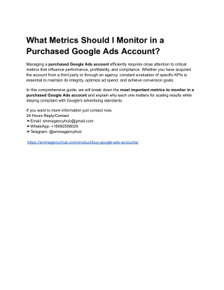 What Metrics Should I Monitor in a Purchased Google Ads Account_