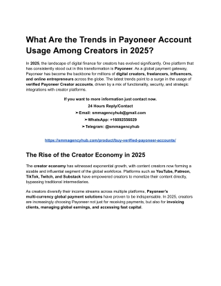 What Are the Trends in Payoneer Account Usage Among Creators in 2025_