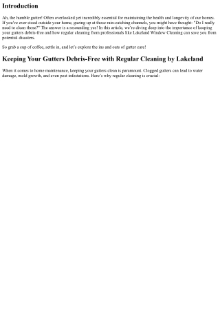 Keeping Your Gutters Debris-Free with Regular Cleaning by Lakeland