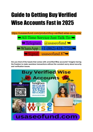 Guide to Getting Buy Verified Wise Accounts Fast in 2025
