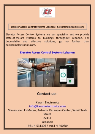 elevator access control systems lebanon