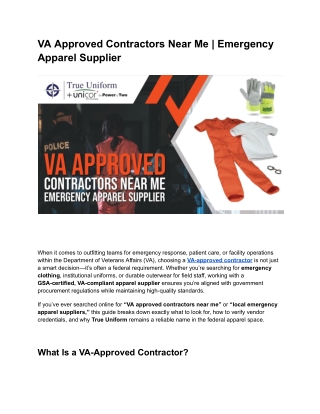 VA Approved Contractors Near Me | Emergency Apparel Supplier