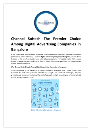 Channel Softech The Premier Choice Among Digital Advertising Companies in Bangalore