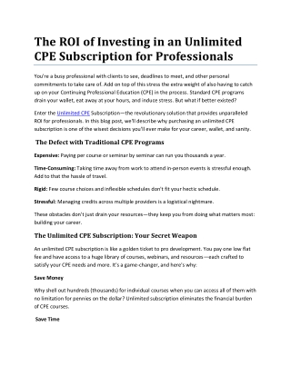 The ROI of Investing in an Unlimited CPE Subscription for Professionals