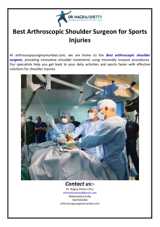 Best Arthroscopic Shoulder Surgeon for Sports Injuries