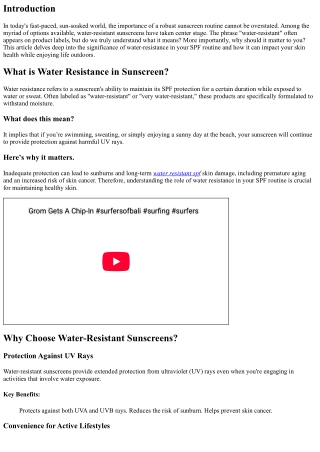 Why Water-Resistance Matters in Your SPF Routine