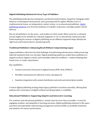 Digital Publishing Solutions for Every Type of Publisher