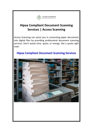 Hipaa Compliant Document Scanning Services  Access Scanning