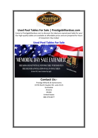 Used Pool Tables For Sale  Prestigebilliardsaz.com.