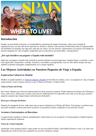 Las óptimas experiencias en los itinerarios de viaje a España