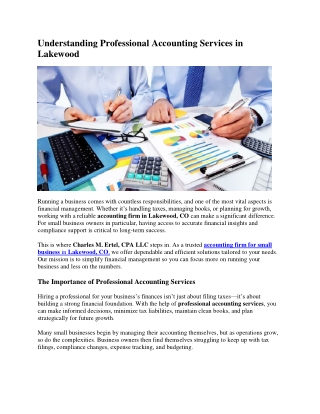 Understanding Professional Accounting Services in Lakewood