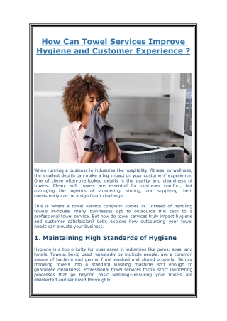 How Can Towel Services Improve Hygiene and Customer Experience ?