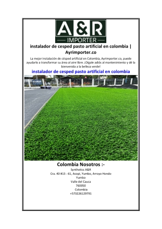 instalador de cesped pasto artificial en colombia  Ayrimporter.co.