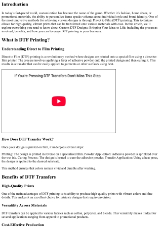 Custom DTF Designs: Bringing Your Ideas to Life