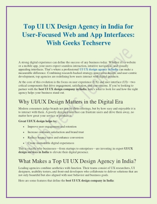 top ui ux design agency in india for user focused