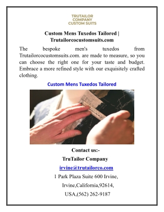 Custom Mens Tuxedos Tailored Trutailorcocustomsuits.com(1)