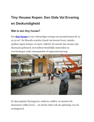 Tiny Houses Kopen: Een Gids Vol Ervaring en Deskundigheid