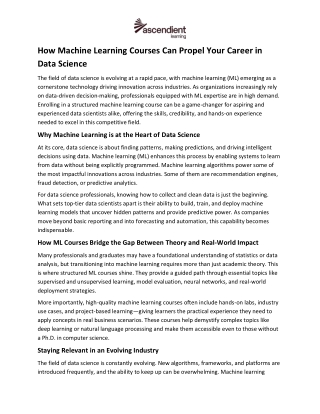 How Machine Learning Courses Can Propel Your Career in Data Science