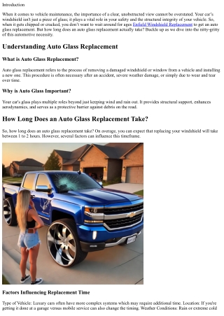 How Long Does an Auto Glass Replacement Take?