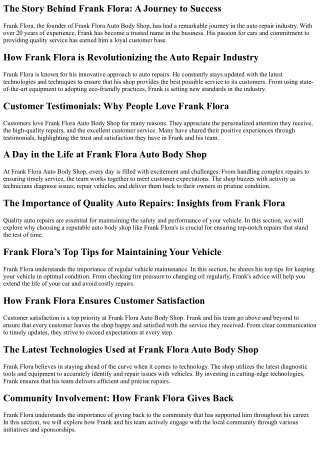 the story behind frank flora a journey to success