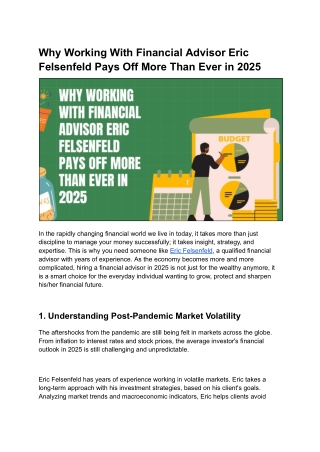 Why Eric Felsenfeld Is the Financial Advisor You Need in 2025