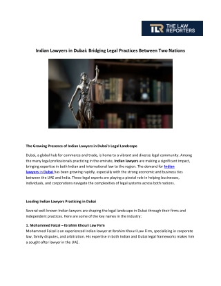 Indian Lawyers in Dubai Bridging Legal Practices Between Two Nations