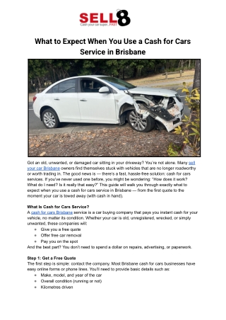 What to Expect When You Use a Cash for Cars Service in Brisbane