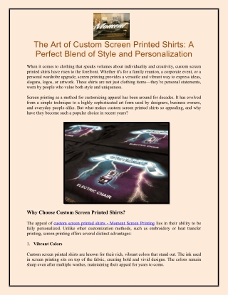 The Art of Custom Screen Printed Shirts A Perfect Blend of Style and Personalization