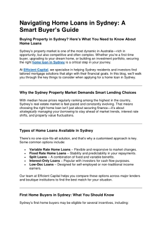 Navigating Home Loans in Sydney A Smart Buyer’s Guide