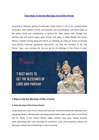 7 Best Ways To Get the Blessings of Lord Shiv Parivar