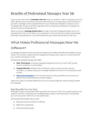 Benefits of Professional Massages Near Me