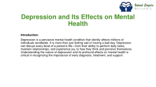Depression and Its Effects on Mental Health