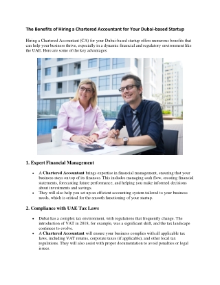 The Benefits of Hiring a Chartered Accountant for Your Dubai