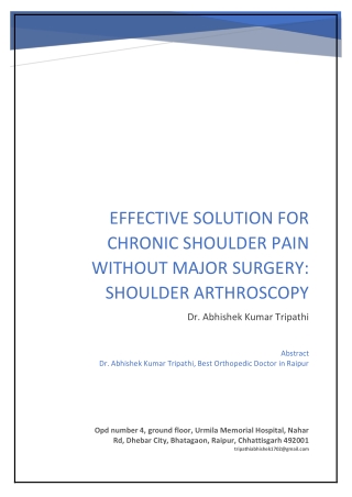 Effective Solution for Chronic Shoulder Pain Without Major Surgery