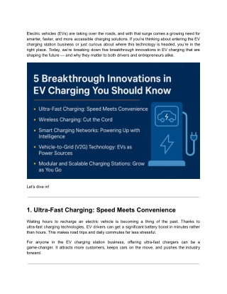 5 Breakthrough Innovations in EV Charging You Should Know
