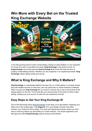 Win More with Every Bet on the Trusted King Exchange Website