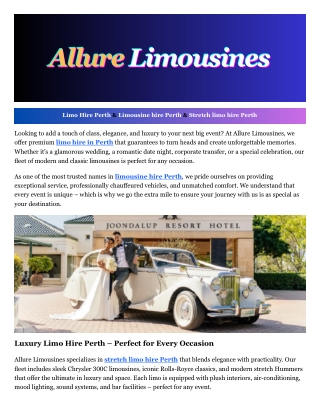 Stretch limo hire Perth