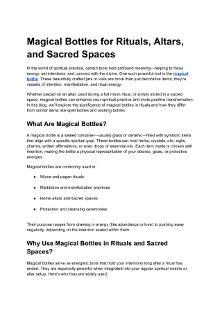 Magical Bottles for Rituals, Altars, and Sacred Spaces
