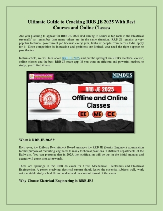 Ultimate Guide to Cracking RRB JE 2025 With Best Courses and Online Classes