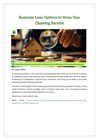 Business Loan Options to Grow Your Cleaning Service