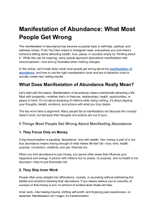 manifestation of abundance what most people