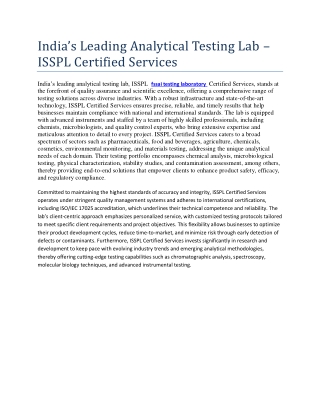 india s leading analytical testing lab isspl