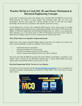 Practice MCQs to Crack SSC JE and Master Mechanical and Electrical Engineering Concepts